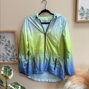 Xersion Ombre Hooded Utility Jacket - Green Blue
